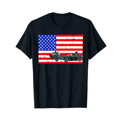 Auto Racing Driver Family Men Women Kids Gifts Distressed Demolition Derby USA American Flag Vintage Racer T-Shirt