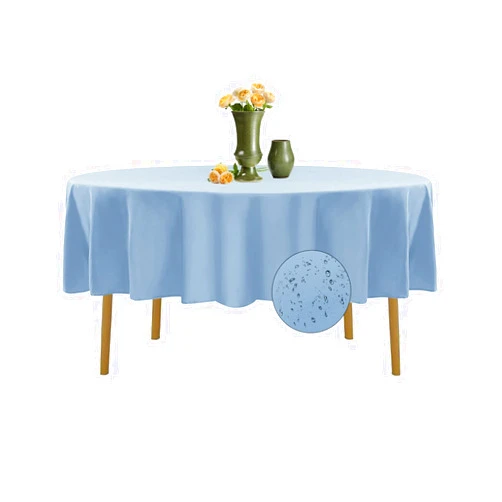 AlGaiety 2 Pack Waterproof Round Tablecloth, 90'' Inch Polyester Tablecloths, Wrinkle Resistant Polyester Table Cover for Dining Table, Outdoor, Party and Banquets (Blue Mist)