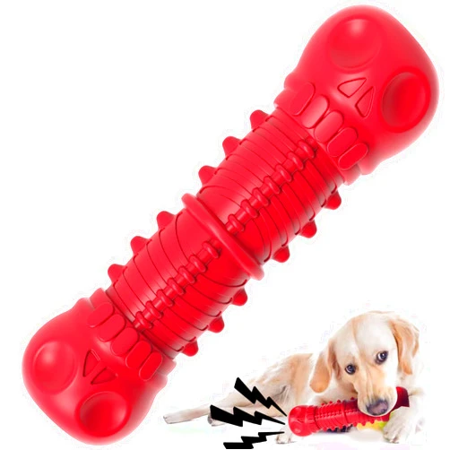 ZIKATON Dog Squeaky Toys for Aggressive Chewers, Durable Dog Chew Toys for Large Medium Breed Dog, Dog Toys, Tough Durable Dogs Toys with Natural Rubber (A Red, for Larege Dogs)