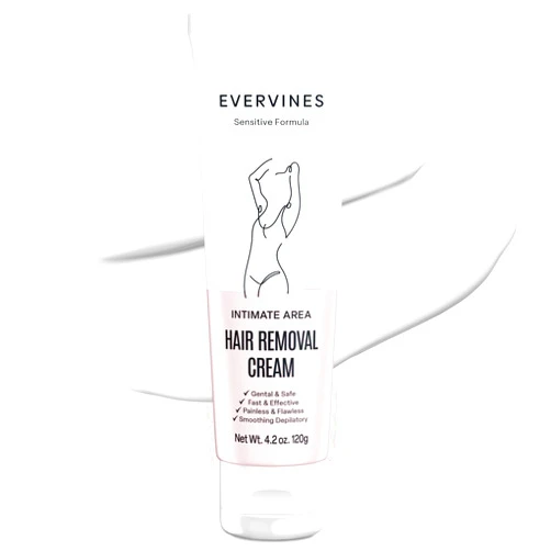 Evervines hair removal cream for women: whole body intimate bikini line face leg underarm area depilatory - home travel use with scraper (4.3oz).