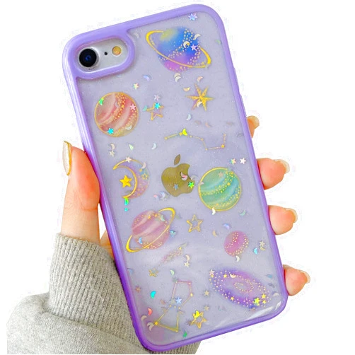 BOFTALE Compatible with iPhone SE 2020 iPhone 7 iPhone 8 Cute Case Clear, Handmade Glitter Bling Sparkle Design Slim Soft TPU Pretty Phone Cover for Girls Women (Purple)