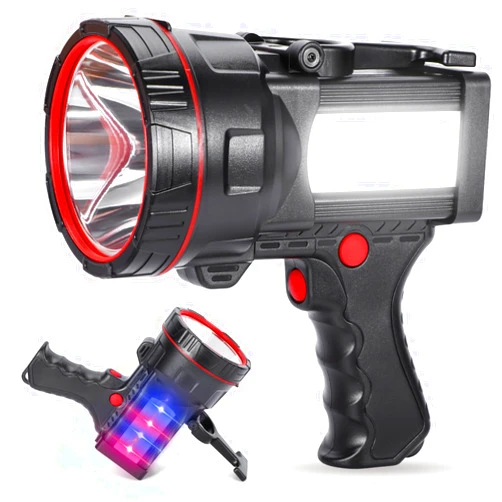Vanvale Superbright Handheld LED Spotlight Flashlight Powerful Searchlight USB Rechargeable Lantern with Power Bank Function Portable Camping Emergency Light (White Light)