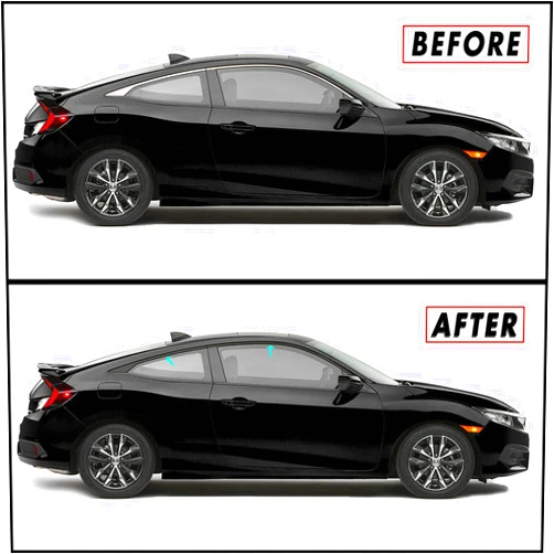 SlickMod Chrome Delete Blackout Vinyl Overlay for 2016-2021 Honda Civic Coupe Window Trim (Gloss Black)