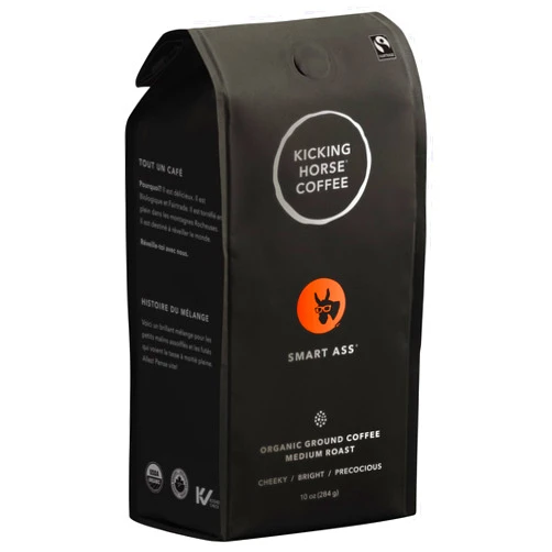 Kicking Horse Coffee Smart Ass, Medium Roast, Ground, Certified Organic, Fairtrade, Kosher, Black,284 g (Pack of 6)
