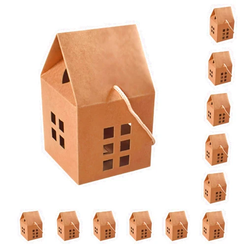 HAN SHENG 30 Pcs House Shaped Candy Boxes Kraft Paper Gift Boxes Wedding Favor Boxes Candy Storage Boxes Packing Boxes Decoration for Wedding Christmas Birthday Party Ornament Container