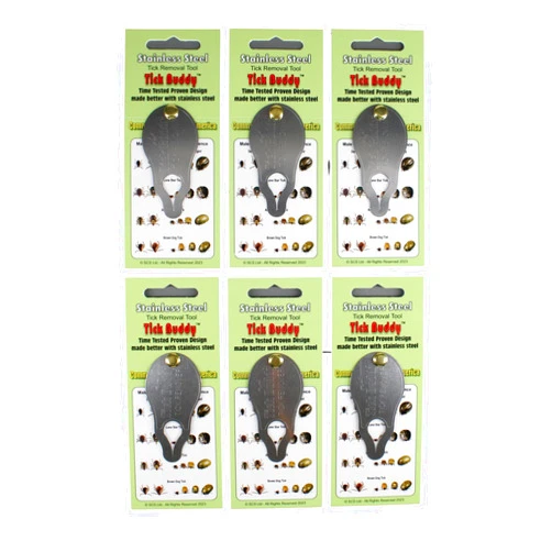 Pro-Tick Remedy Tick Buddy (Six Pack) Stainless Steel Tick Removal Tool for Dogs Cats Pets and People