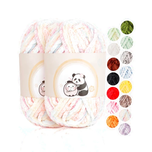 Aeelike 2 Pack Chenille Yarn, Chenille Yarn for Crocheting Knitting Blanket, 87Yard (80m) / Skein Soft Super Bulky Yarn, Fluffy Velvet Yarn for Beginners and Knitters DIY Crafts, Fantasy Color