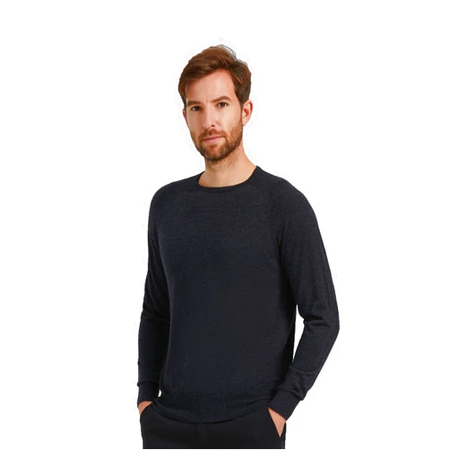 GreenMount Men’s Raglan Long Sleeve 100% Worsted Cashmere Crewneck Sweater for All Seasons