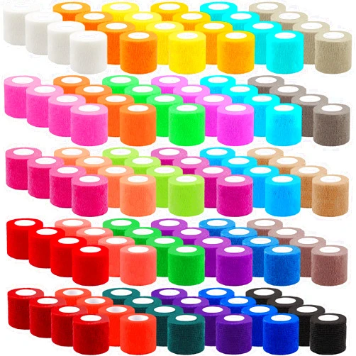 BQTQ 120 Rolls Self Adhesive Bandage Wrap 2 Inch Self Adherent Wrap Colored Wrap Tape Sticky Bandage Athletic Wrap Self Adhesive Wrap for Sports Vet Wrist Ankle Sprains(Rich Color)