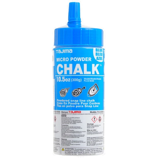TAJIMA Micro Chalk - Blue 10.5 oz (300g) Ultra-Fine Snap-Line Chalk with Durable Bottle & Easy-Fill Nozzle - PLC2-B300
