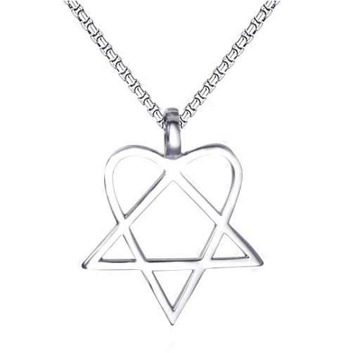 ELFASIO Mens Womens Stainless Steel Pendant Necklace Heartagram Star Heart Him Chain Vintage jewelry