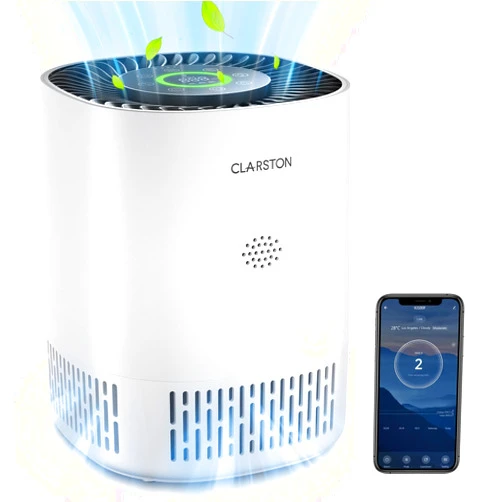 CLARSTON Air Purifiers for Home Bedroom Up to 650 Ft², H13 True HEPA Air Filter for Pets Dust Odor Pollutants, 4 Fan Speeds, Auto Mode, PM2.5 Monitor, Smart WiFi Control