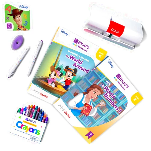 BYJU'S Magic Workbooks: Disney Kindergarten Math, Language & Reading & Osmo Base for iPad - Ages 4-6 - Includes Disney & Pixar Characters - for Boys & Girls - Works with iPad (Osmo iPad Base Included)