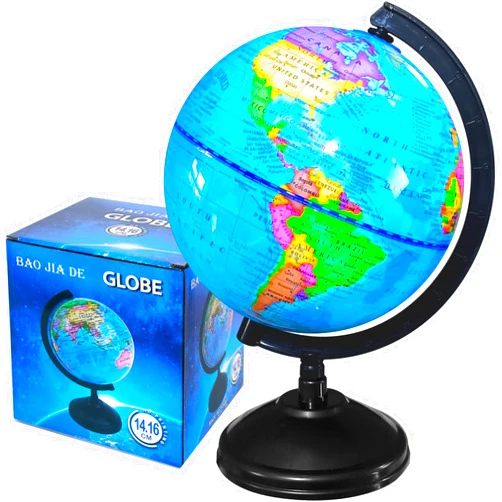 Jgalnim 6'' Geographic World Globe,Kids Educational Globes with Stand,Decorative Rotating World Map Globes Decor,Political Globe for Child Classroom Geography Teaching,Kids Room