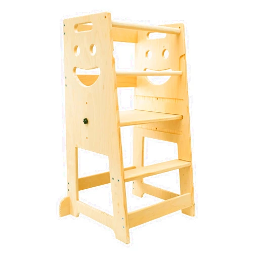 AKACIJA Kitchen Step Stool for Kids with Safety Rail,Toddler Stool for Kitchen Counter with Adjustable Pedal Toddler kitchen Stool Helper,Learning Stool for Bathroom,Solid Wood Construction
