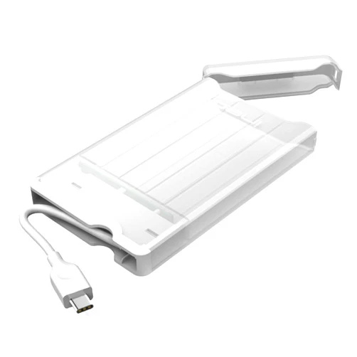 ineo 2.5 inch USB 3.0 Tool-Less External Hard Drive Enclosure for 9.5mm & 7mm SATA HDD SSD with UASP Supported - [T2573] (USB 3.1 Type C - White)