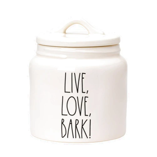 Rae Dunn by Magenta Rae Dunn Dog-Treat Jar, Ceramic Jar and Lid Set for Dog Food or Treat Storage, Cute Cookie Jar for Kitchen Counter or Pantry Storage