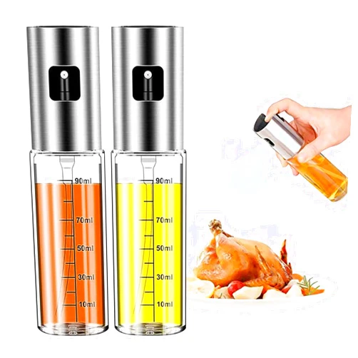 BIGTONE Oil Sprayer for Cooking, 2Pack Olive Oil Sprayer, Spray Bottle Oil Sprayer Mister for Cooking, Transparent Vinegar Oil Sprayer Dispenser 100ml for BBQ, Salad, Baking, Roasting, Grilling, Air Fryer