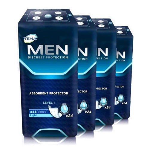 TENA for Men Level 1 Incontinence Protector Maximum Guard Incontinence Pad for Men (4 Pack of 96)