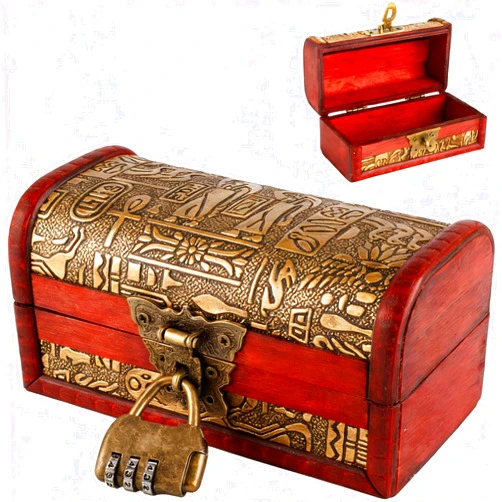 CYTGOUPER Vintage Wooden Box with Lock, Antique Wooden Treasure Chest with Lock,Small Wood Chest Jewelry Box with Locks for Jewelry Storing Container Home Decoration