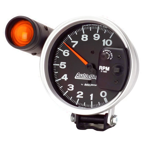 AUTO METER 233904 Autogage Monster Shift-Lite Tachometer Black dial/Silver bezel, 5.000 in.