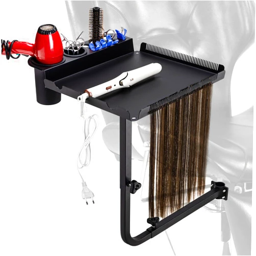 Noverlife Hairstylist Color Tray for Salon Attach to Chair, 360 Degree Rotating Salon Tray for Barber Chair Adjustable Styling Chair Tray, No Wheels Metal Tray for Hairdressing Tools, Tattoo Tools