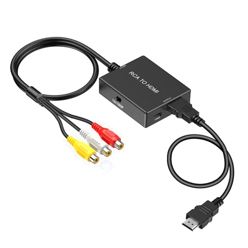 Uzifhdhi RCA to HDMI Adapter Converter, AV to HDMI Converter with HDMI Cable Supports PAL/NTSC for PS2/VHS/VCR/Blue-Ray DVD ect.