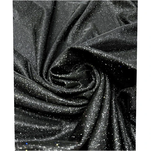 Sew The Trend Sparkle Glitter Lurex Knit Fabric – Black – Shimmery Stretch Spandex for Costumes, Dancewear & Crafts – 54