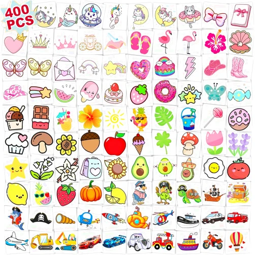 FTVLTAT 400+ Premium Temporary Tattoos Christmas Gifts for Kids & Adults - Waterproof Last 2-7 Days, Cute Fruit Animal Dessert Designs, Deluxe Gift-Ready Packaging, Perfect for Birthday Party