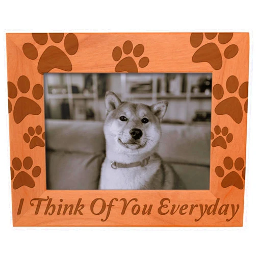 Gifts For All By Rachel Olevia Pet Memorial Gift I Think of You Everyday Natural Wood Engraved 5x7 Landscape Picture Frame Wood