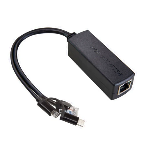 UCTRONICS Gigabit PoE Splitter 5V 3A, 2-in-1 PoE to USB C/Micro USB Adapter, IEEE 802.3af/at Compliant 10/100/1000Mbps for Raspberry Pi 3/4, Security IP Cameras and More