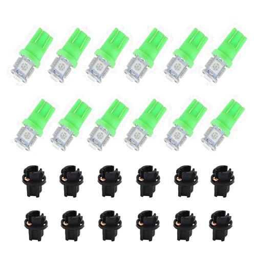 DOPHISALL AUTO T10 194 168 PC194 PC195 Instrument Panel Gauge Cluster Dashboard Light Green Color LED Bulb Pack of 12