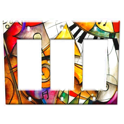 Art Plates - Printed Switch Plateplate - Jazz Keyboard - Trple Rocker - Decora - GFCI Metal Decorative Metal Wall Plate - (Made in USA)
