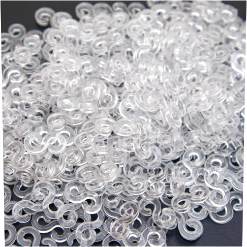 SONGZHIHAO Creammuffin S Clips Connectors Rubber Connectors Refills for Loom Rubber Band for DIY Bracelet Making Refill Kit (1000 pcs, Clean)
