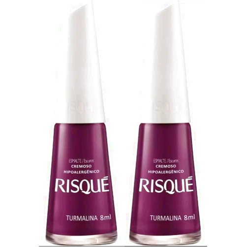 Risque Nail Polish Risque Turmalina | Esmalte de Unhas | Fast Dry, Hypoallergenic, Long-Lasting, Extra Sparkle, Made in Brazil | Turmalina, 0.3 oz, 8ml - Pack of 2