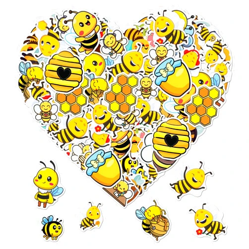 ZULUVINYL Pack 50 Pcs Cute Bee Stickers for Water Bottles Waterproof Laptop Luggage Helmet Computer Scrapbooking Teens Adults Girls Boys Students Aesthetic Sticker Packs Small Vinyl Decals