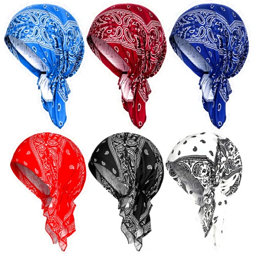 Geyoga 6 Pcs Chemo Headwear for Women Pre-Tied Head Scarves Turban Beanie Caps Cancer Head Wrap Headscarf for Yoga Running