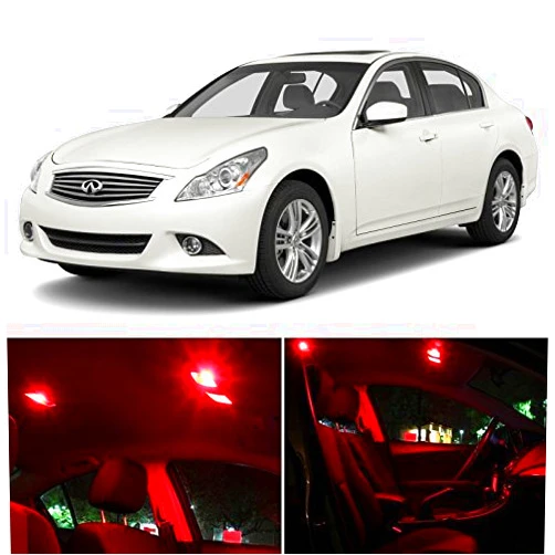 LEDpartsNow Interior LED Lights Replacement for 2007-2014 Infiniti G35 G37 Sedan Accessories Package Kit (12 Bulbs), RED