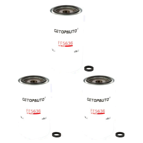 GETOPAUTO FF5636 Fuel Filter Compatible with Cummins ISC8.3 ISL9 ISB6.7 Engines for International Kenworth Mack Peterbilt Trucks Replaces FF5813,4940647,P550879,BF7924,33936(Set of 3)