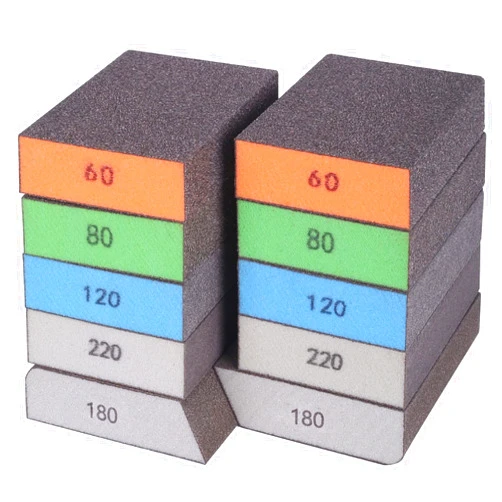 BOSHCRAFT BOSHCRFAT 10 Pack Sanding Block, Washable and Reusable Sanding Sponge for Wood Drywall Metal Glasses Coarse/Medium/Fine/Superfine in 60/80/100/120/180/220 Grit Sandpaper Block Sand Paper Brick