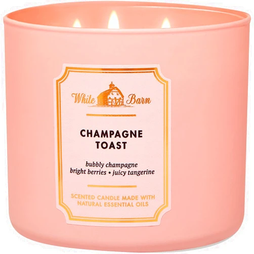White Barn Bath and Body Works White Barn Champagne Toast 3 Wick Candle 14.5 Ounce Basic White Barn Label, Scented
