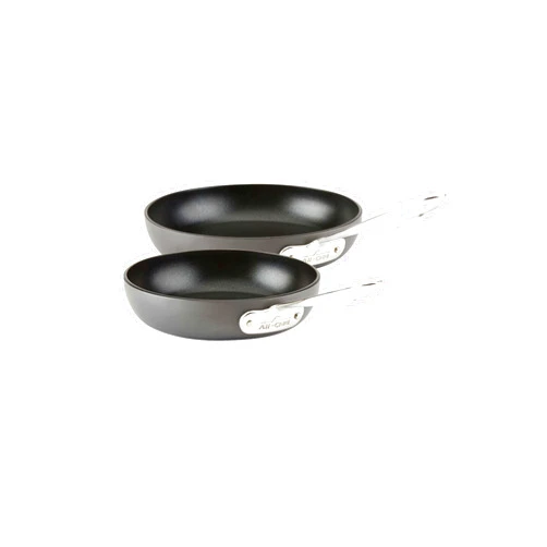 All-Clad HA1 Hard Anodized Non Stick Fry Pan Set 2 Piece, 8, 10 Inch, Induction, Oven Broiler Safe 500F, Pots and Pans Set, Kitchen Frying Pans, Skillets, Premium Cookware, Home, Dishwasher Safe Black