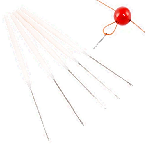Gerioie Beading Needles, Threading Needles, 5Pcs Beading Tools Bead Crochet Hook​ Jewelry Tools Tee Hook for Jewelry Making Beads Hole Diameter Below 1.8mm