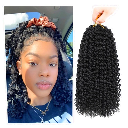 Dansama 6 Packs Passion Twist Hair Water Wave Braiding Hair for Butterfly Style Crochet Braids Bohemian Hair Extensions (12inch, #1B, Economy Pack)