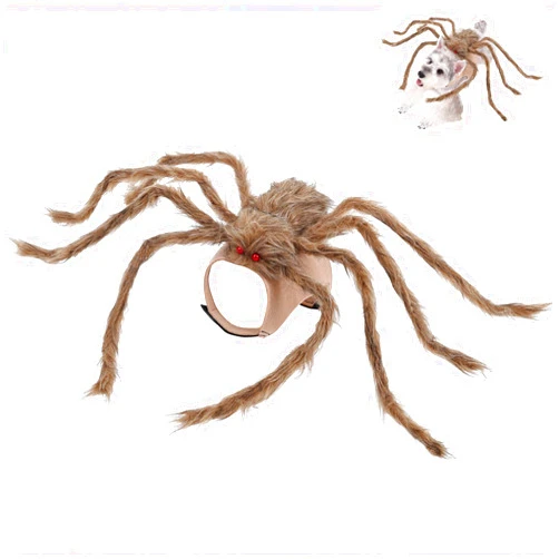 ETIAL Spider Pets Costume, Halloween Pet Cosplay Outfit with Adjustable Velcro, Funny Pets Dress Up Accessories Decoration for Dogs Puppy Cats (Brown,L)