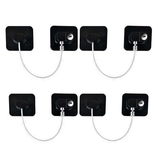 YEYA Refrigerator Lock, Baby Proof Cabinet Locks with Keys, Child Safety Locks for Cabinets 4 Pack