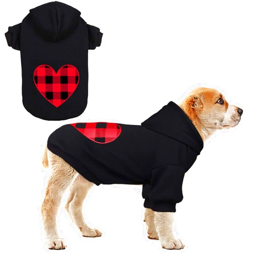 Stpiatue Dog Hoodie Dog Sweaters for Small Dogs Pet Clothes Black Buffalo Plaid Warm and Soft Breathable Cozy(S)