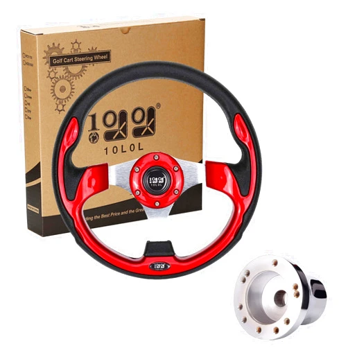 10L0L Universal 12.5 inch Golf Cart Steering Wheel for Yamaha G29 Drive, EZGO TXT RXV, Club Car DS Precedent with Club Car DS Adapter