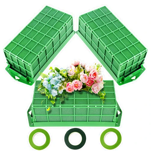 Komokeru Floral Foam Cage, 3 Pack Floral Foam Blocks for Fresh Flower, Flower Holder with Floral Foam, Cage Bowl Flower Foam for Artificial Flower Arrangement, and Wedding Holiday Decorations