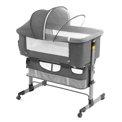 Nordmiex Bedside Sleeper Bedside Crib, Baby Bassinet 3 in 1 Travel Baby Crib Baby Bed with Breathable Net,Adjustable Portable Bed for Infant/Baby(Deep Grey)